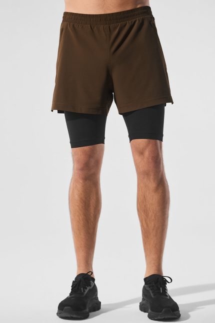 The Official Online Store of 5" Revival 2-in-1 Short - Espresso/Black Online Hot Sale