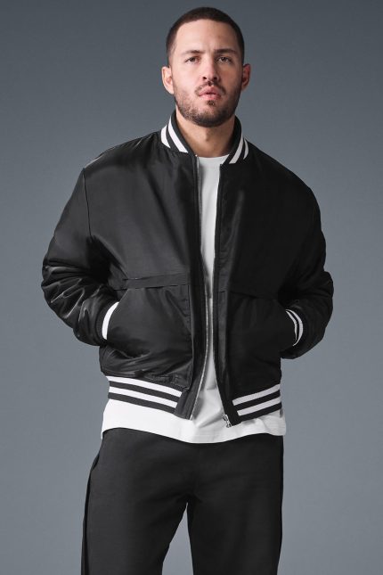 You've never seen Afterglow Varsity Jacket - Black Cheap