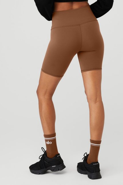 The most stylish and affordable 7" High-Waist Biker Short - Cinnamon Brown For Cheap